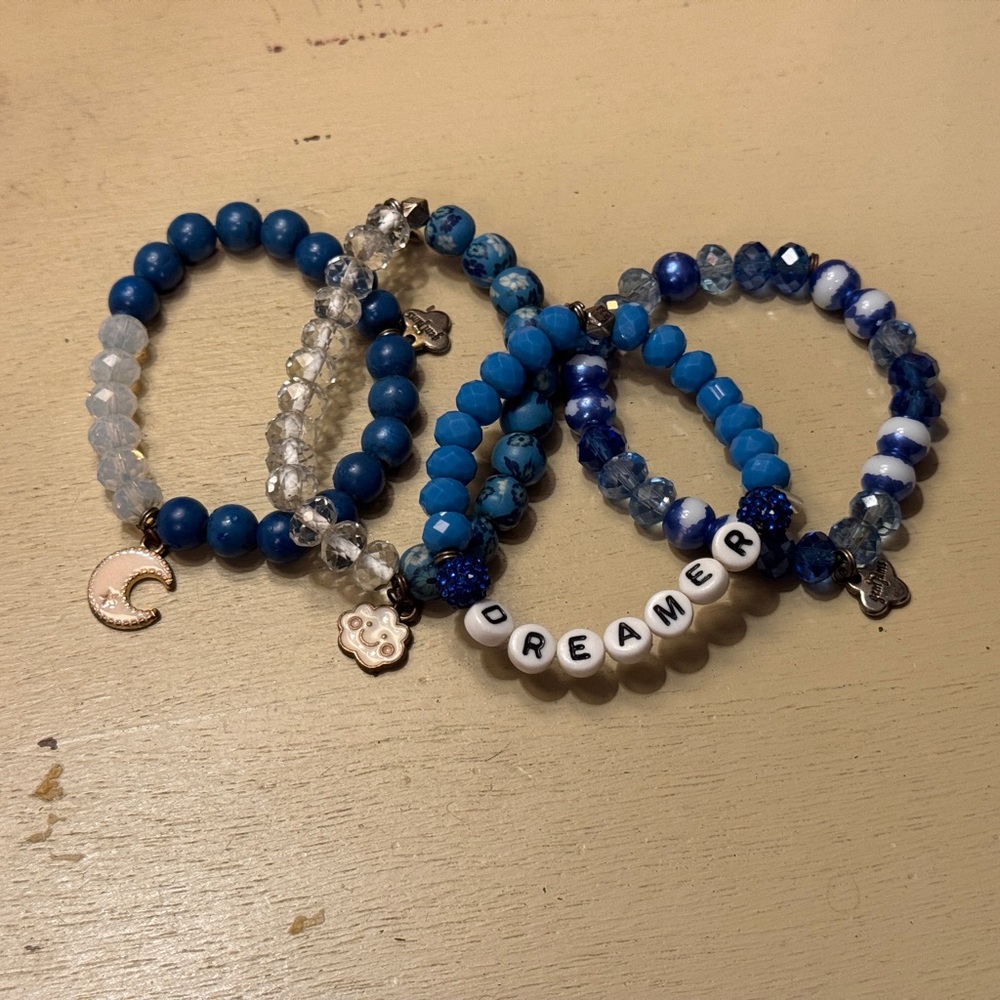 Set of 4 Erimish Gem Jams blue stack bracelets